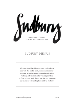 SUDBURY MENUS