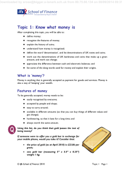 Know what money is - Biggar High School