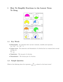 1 How To Simplify Fractions to the Lowest Term Ye Zeng