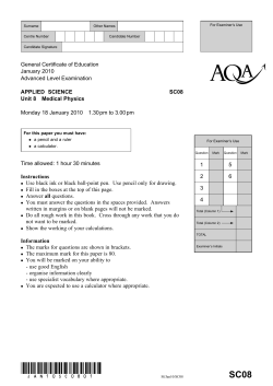 GCE Applied Science Unit 08 - Medical Physics Question