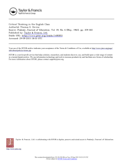 Critical Thinking in the English Class Author(s): Thomas G. Devine