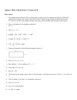 Algebra 1 Back to Book Review 2 Lessons 16-30 - Milan C