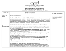 APD Southern Region Provider Meeting Wednesday