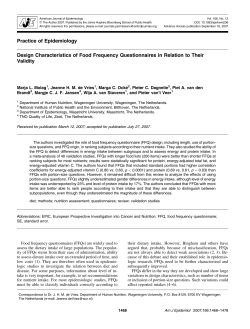 Design Characteristics of Food Frequency Questionnaires in