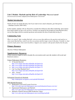 Unit 3 Module- Macbeth and the Role of Leadership: Who is in