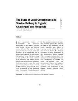 The State of Local Government and Service Delivery in Nigeria