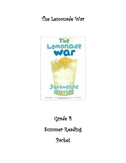 The Lemonade War Grade 4 Summer Reading Packet