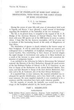 List of foodplants of some East African Rhopalocera, with notes on