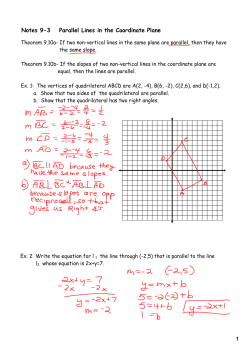Notes 9-3 Parallel Lines in the Coordinate Plane