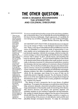 The Other Question: Difference, Discrimination, and the Discourse of