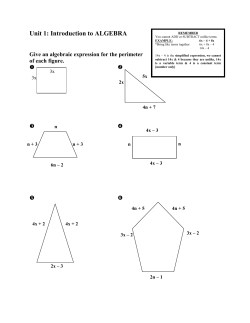 Unit 1: Introduction to ALGEBRA