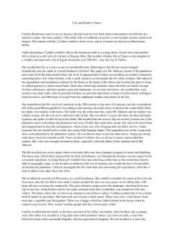 Cynthia`s Past Life Recall