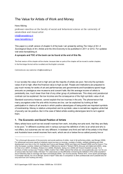 The Value for Artists of Work and Money