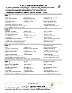 2016-2017 Camilla Supply List Camilla School