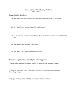 Romeo and Juliet: Close Reading Worksheet Act 3, Scene 1