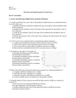 Directions and Sample Questions for Final Exam