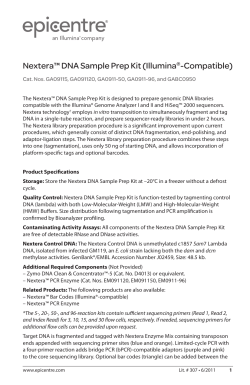 Protocol for Nextera&trade; DNA Sample Prep Kit (Illumina