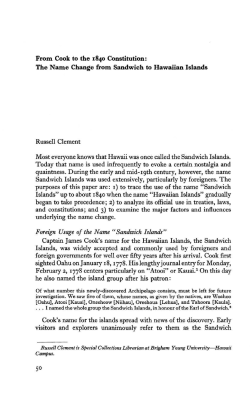 From Cook to the 1840 Constitution: The Name Change from