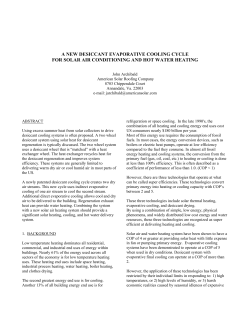A New Desiccant Evaporative Cooling Cycle for Solar Air