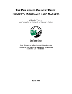 the philippines country brief: property rights and land markets