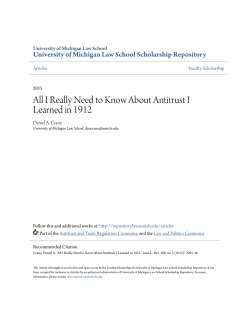 All I Really Need to Know About Antitrust I Learned in 1912