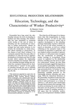 EDUCATIONAL PRODUCTION RELATIONSHIPS Education