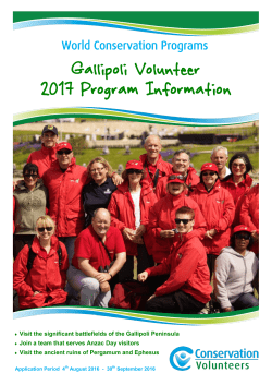 2017 Gallipoli Volunteer Program Information