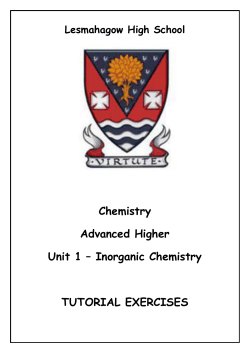 Advanced Higher Chemistry Unit 1 Tutorial Questions