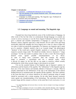 1.3. Language as sound and meaning. The linguistic sign - E