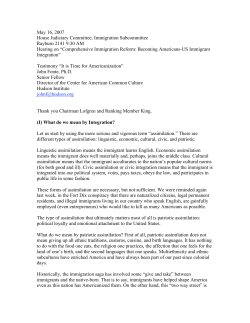 Testimony: It is Time for Americanization