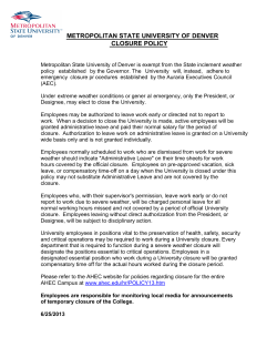 metropolitan state 81,9(56,7< of denver closure policy