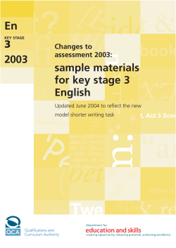 Changes to assessment 2003: sample materials for key