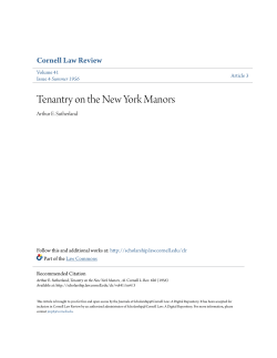 Tenantry on the New York Manors