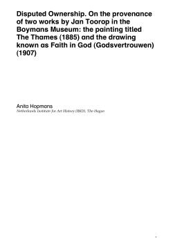 Disputed Ownership. On the provenance of two works by Jan