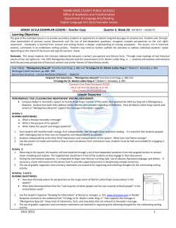 Lesson Sequence - Language Arts and Reading - Miami