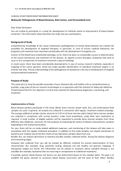 Molecular Pathogenesis of Blood Diseases, Risk Factors, and