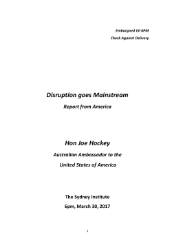 Disruption goes Mainstream Hon Joe Hockey