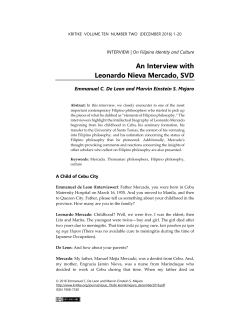 An Interview with Leonardo Nieva Mercado, SVD
