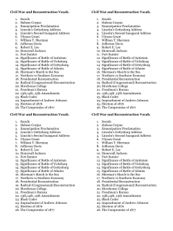 Civil War and Reconstruction Vocab. 1. Secede 2. Habeas Corpus 3