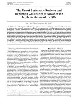 The Use of Systematic Reviews and Reporting