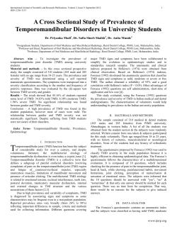 A Cross Sectional Study of Prevalence of Temporomandibular