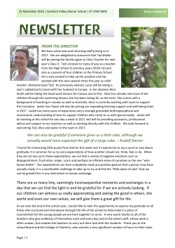Newsletter Term 4 Week 8 2016 - Samford Valley Steiner School
