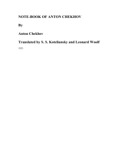 NOTE-BOOK OF ANTON CHEKHOV by Anton