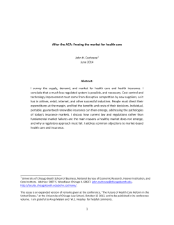 John Cochrane, "After the ACA: Freeing the Market for Health Care"