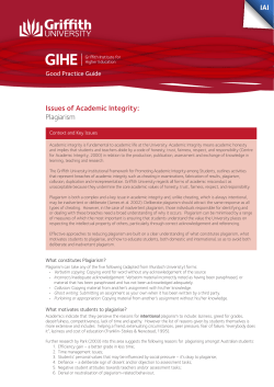 Issues of Academic Integrity: Plagiarism IAI