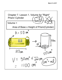 Chapter 7. Lesson 1. Volume for "Right" Prism/ Cylinder