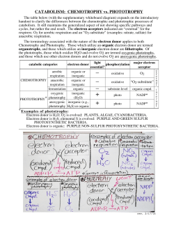 CATABOLISM: CHEMOTROPHY vs. PHOTOTROPHY