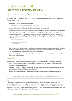 poetry box ideas - Scottish Poetry Library