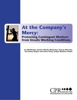 At the Company`s Mercy - Center for Progressive Reform