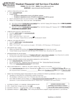 Student Financial Aid Services Checklist